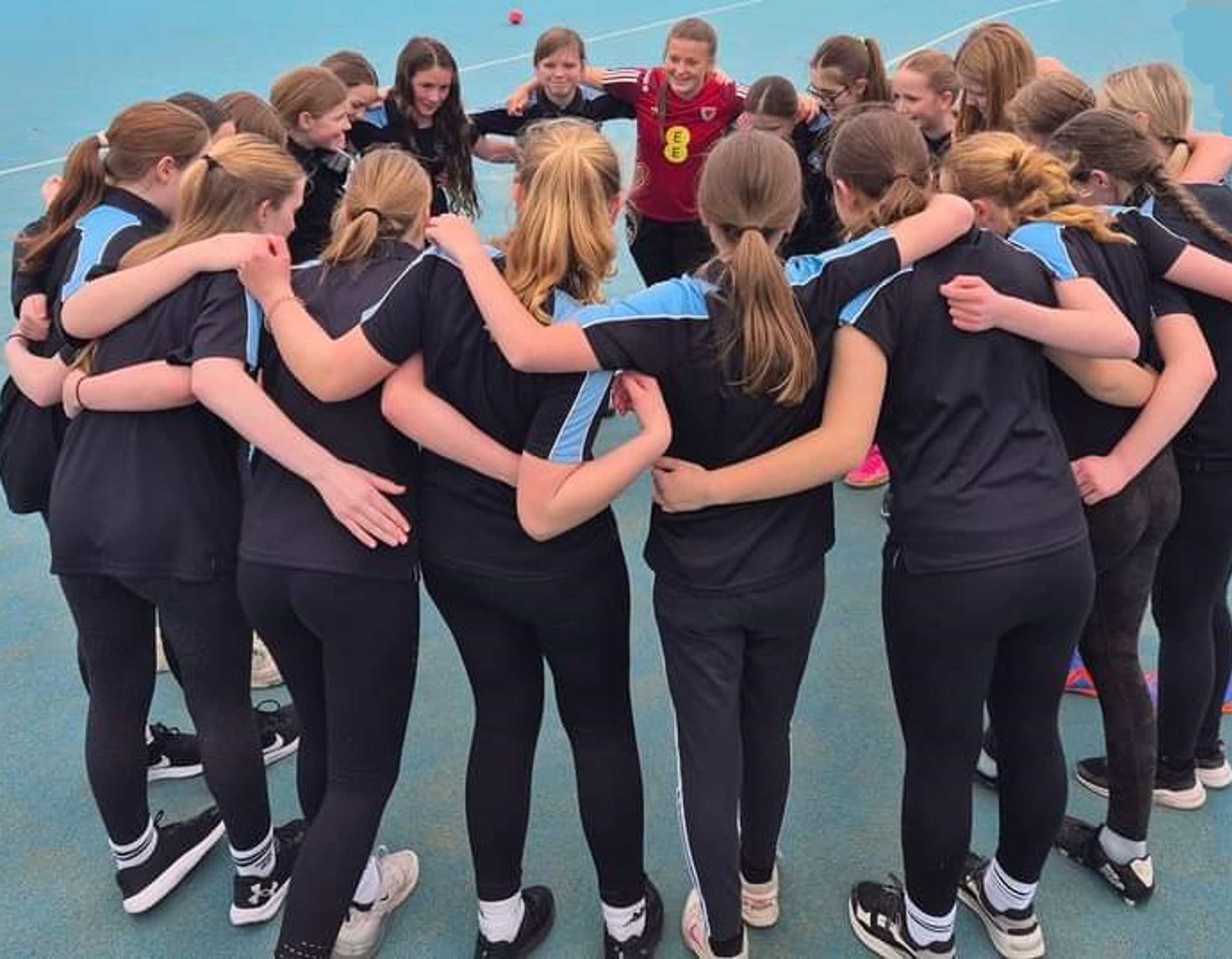 Year 7 and 8 girls’ football team with Tianna Teisar.