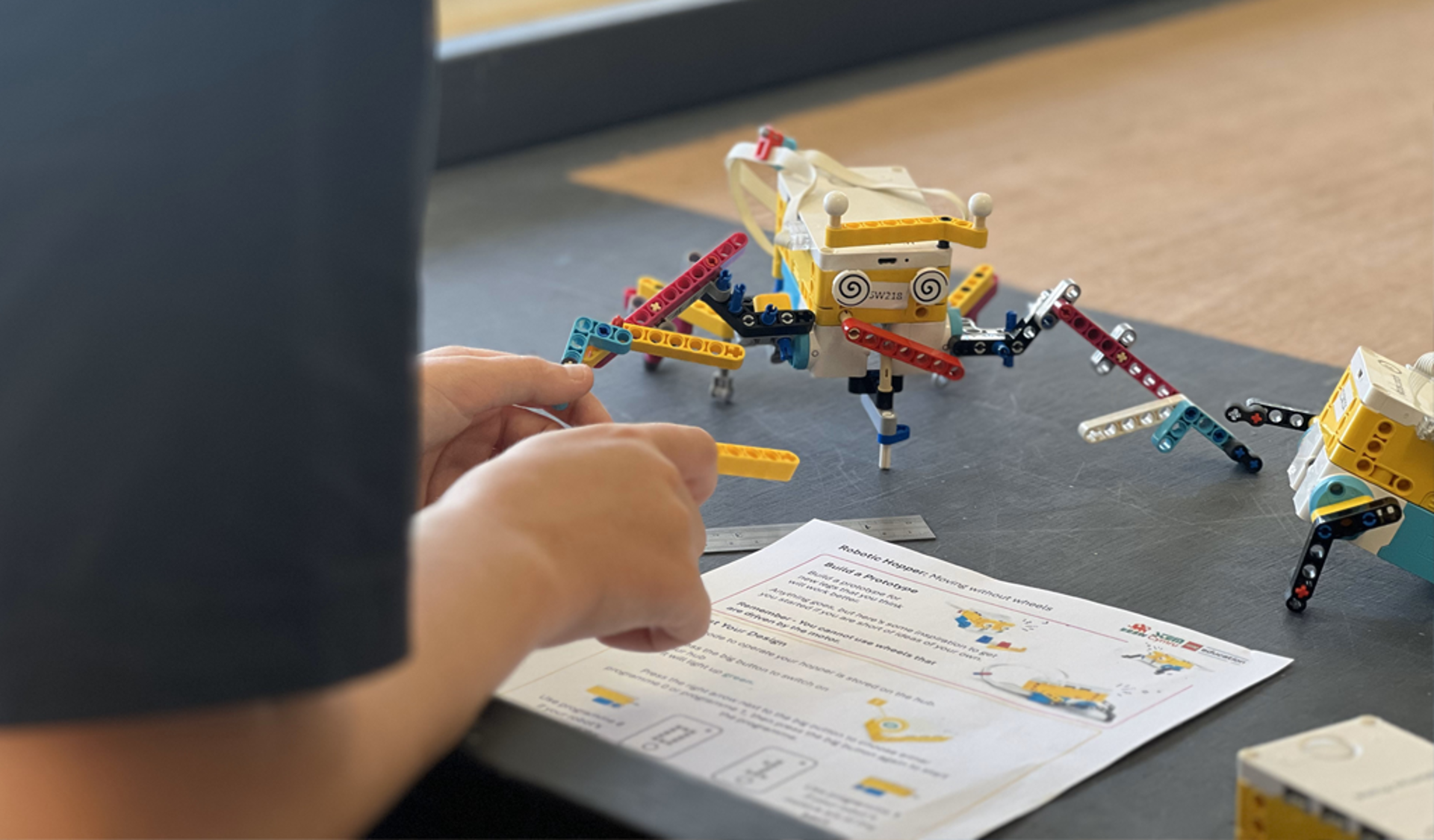 Child creating a robot