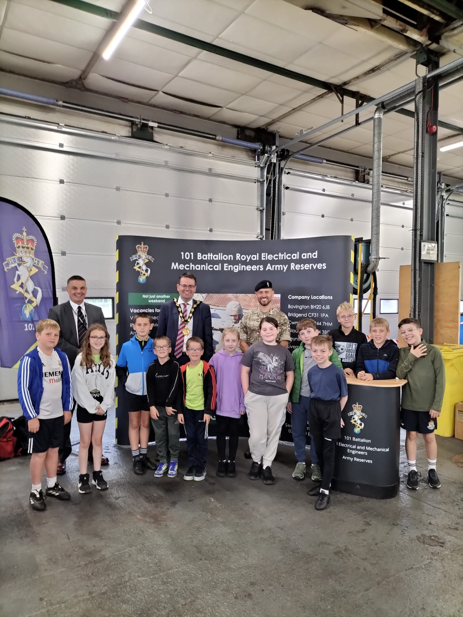 The council’s Armed Forces Champion with the Mayor of Bridgend County Borough and Service children.