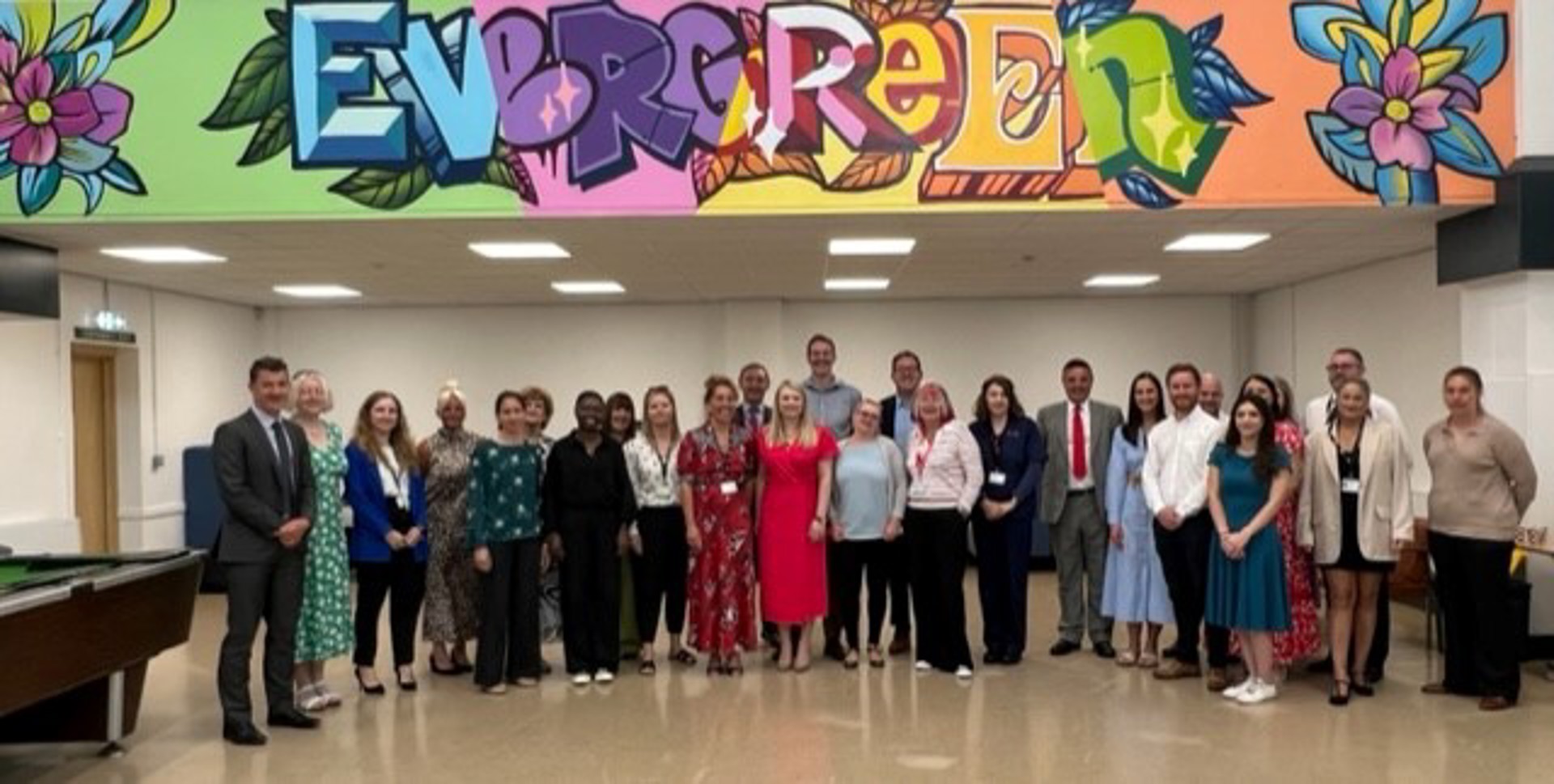 Council Leader, Cllr John Spanswick, Deputy Leader, Cllr Jane Gebbie, Cllr Martyn Jones, Home Office and YEF officials, with professionals involved in the RBT project.