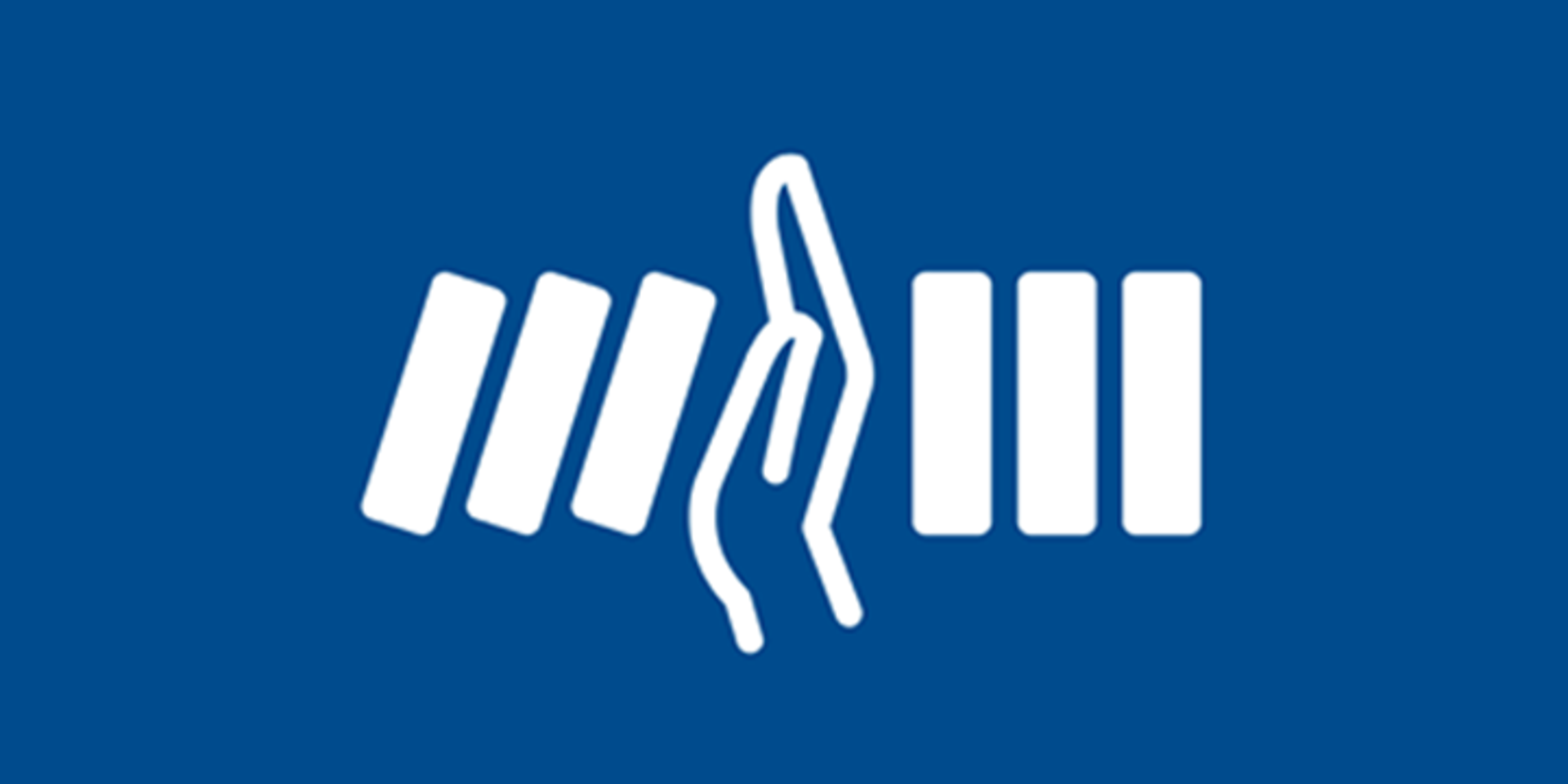 Icon of hand between falling dominos