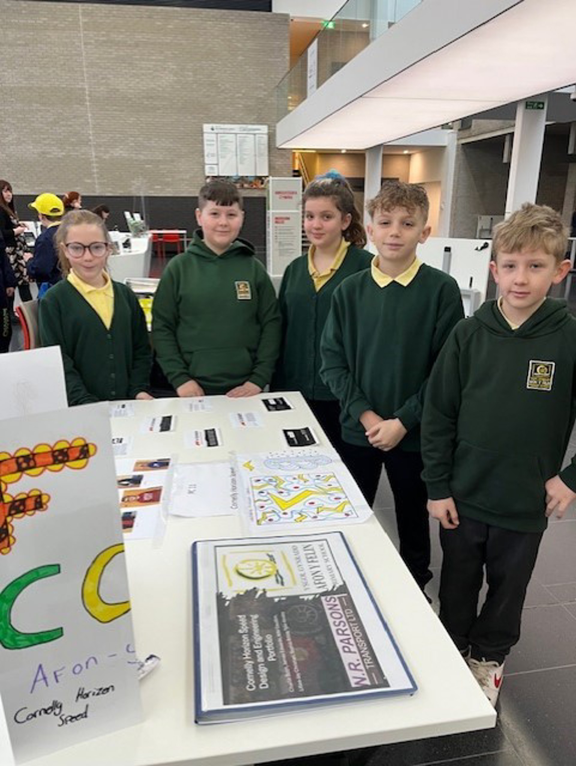 Pupils from Afon y Felin Primary School
