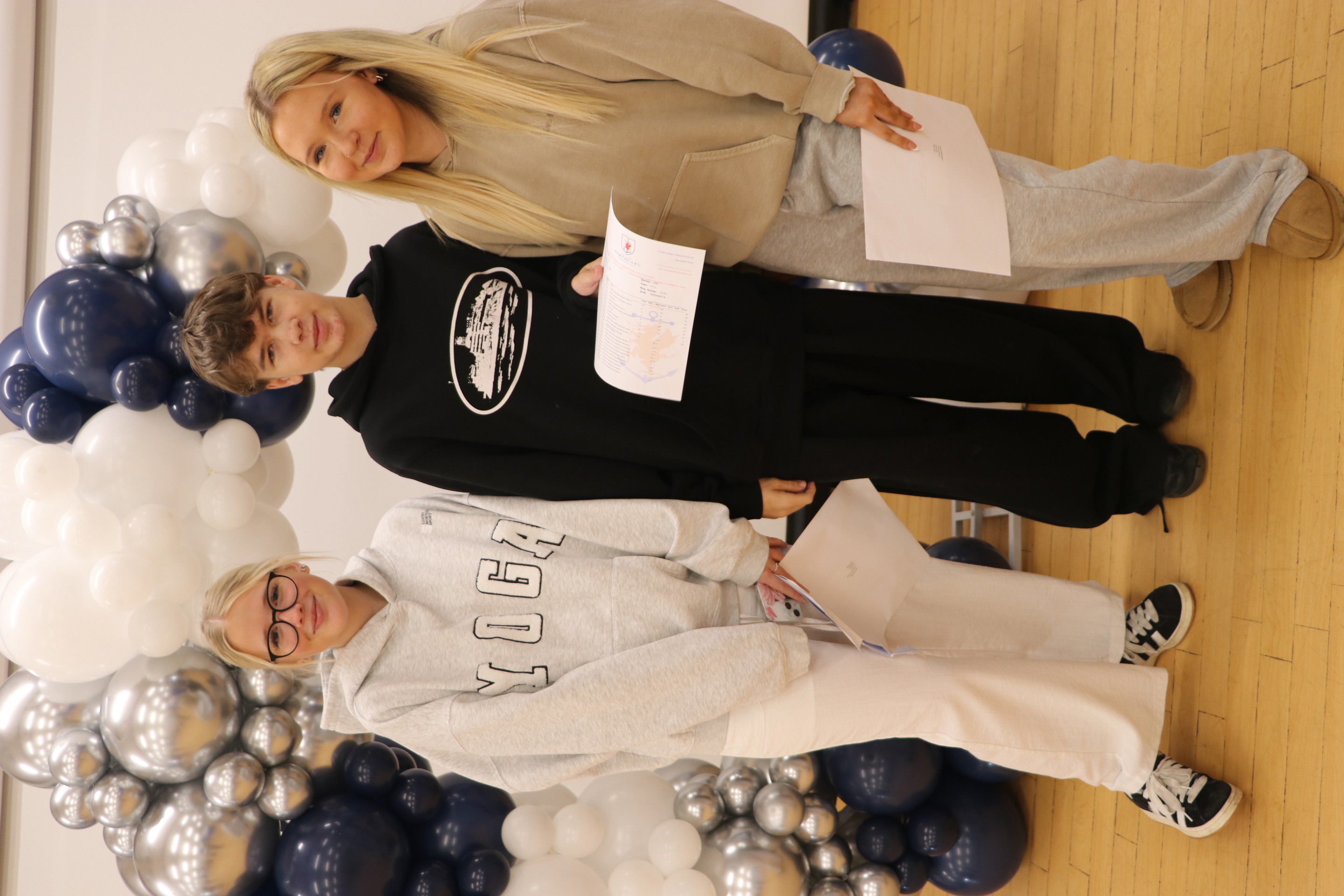 Porthcawl Comprehensive School pupils with their GCSE results.