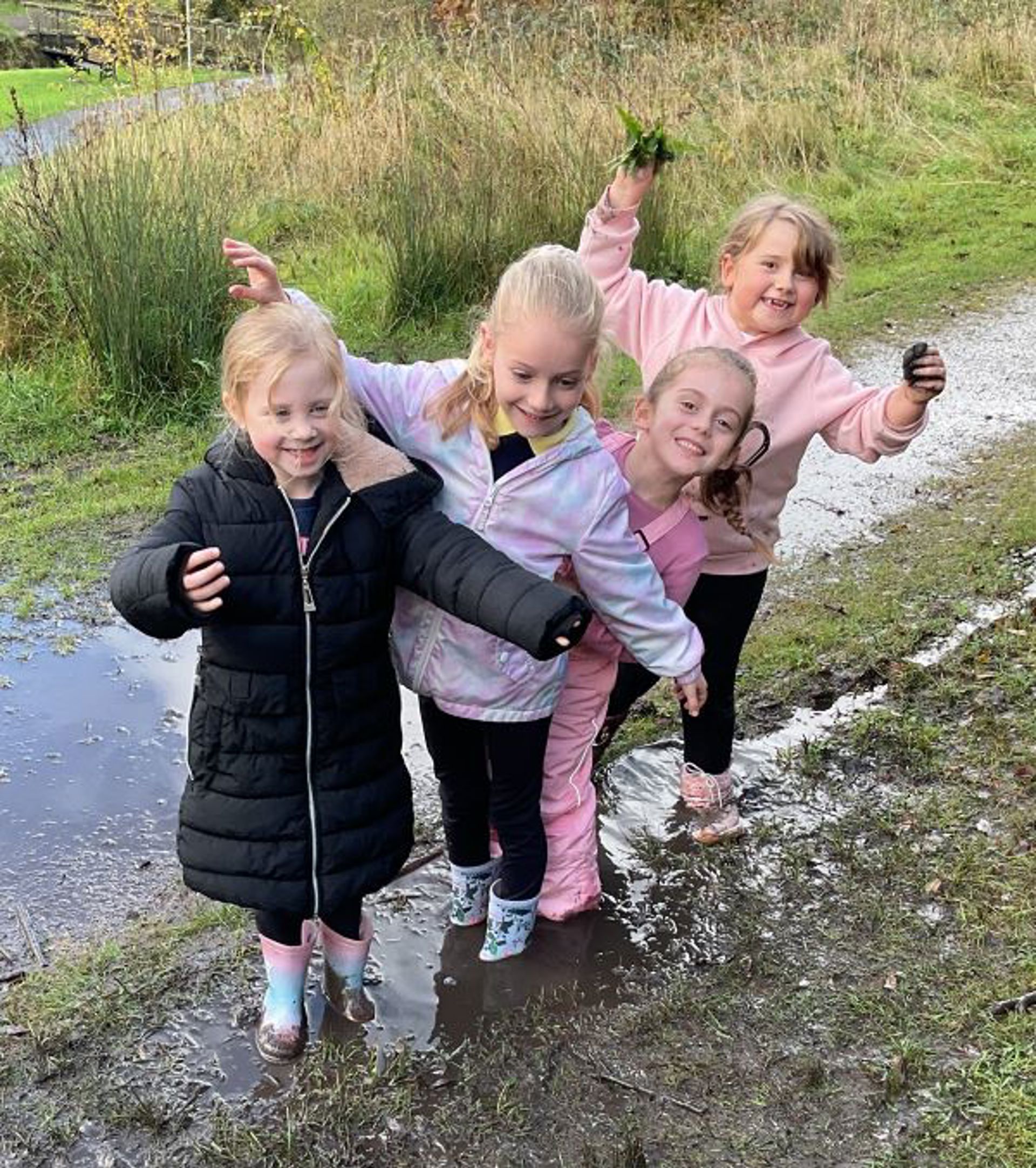 Ffaldau pupils playing outside