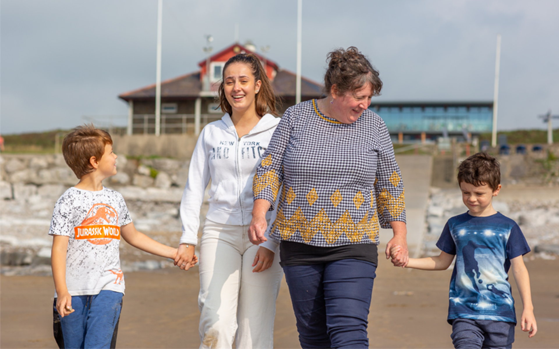 Family on beach