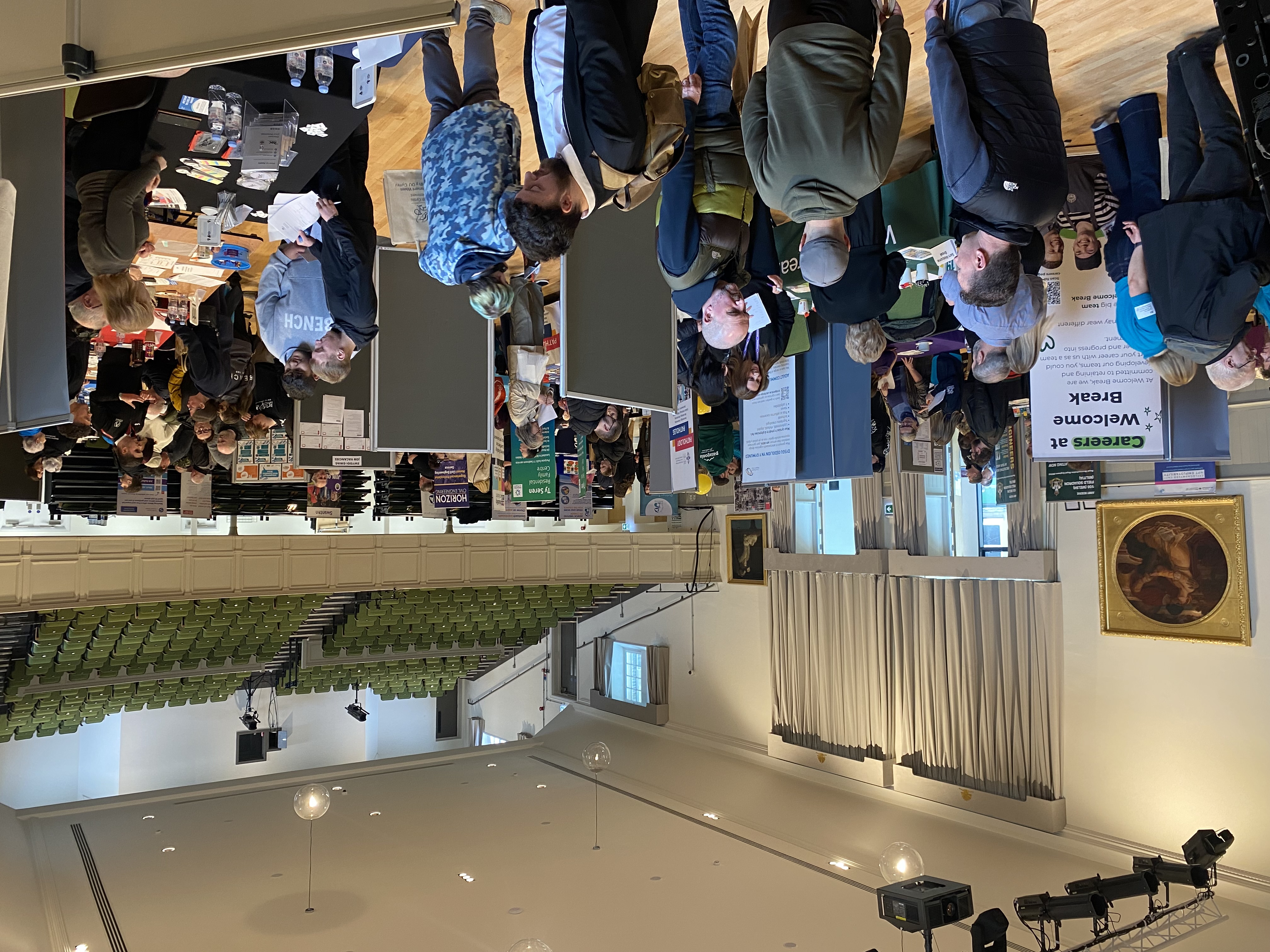 Attendees and employers at Maesteg Jobs Fair in Maesteg Town Hall on Wednesday 25 February.