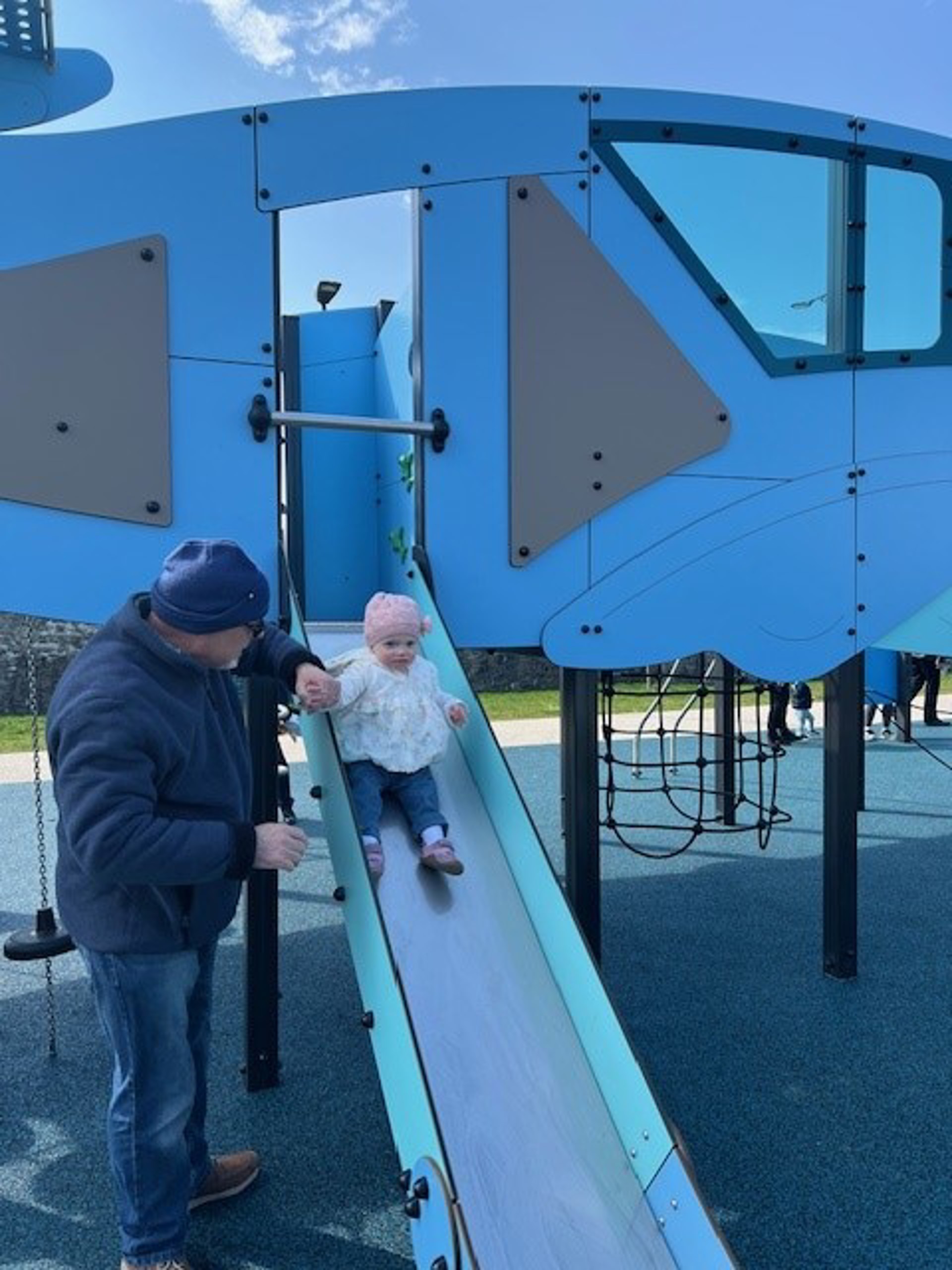 Child using the slide