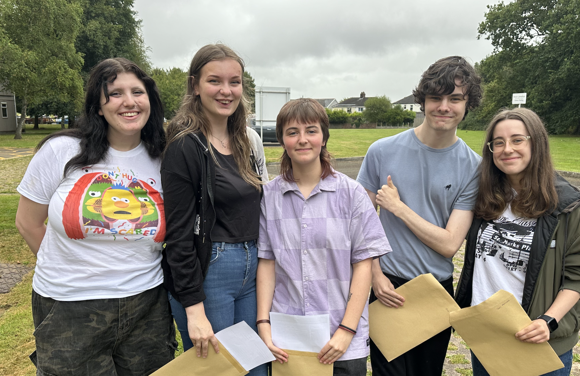 Brynteg School pupils celebrating their results.
