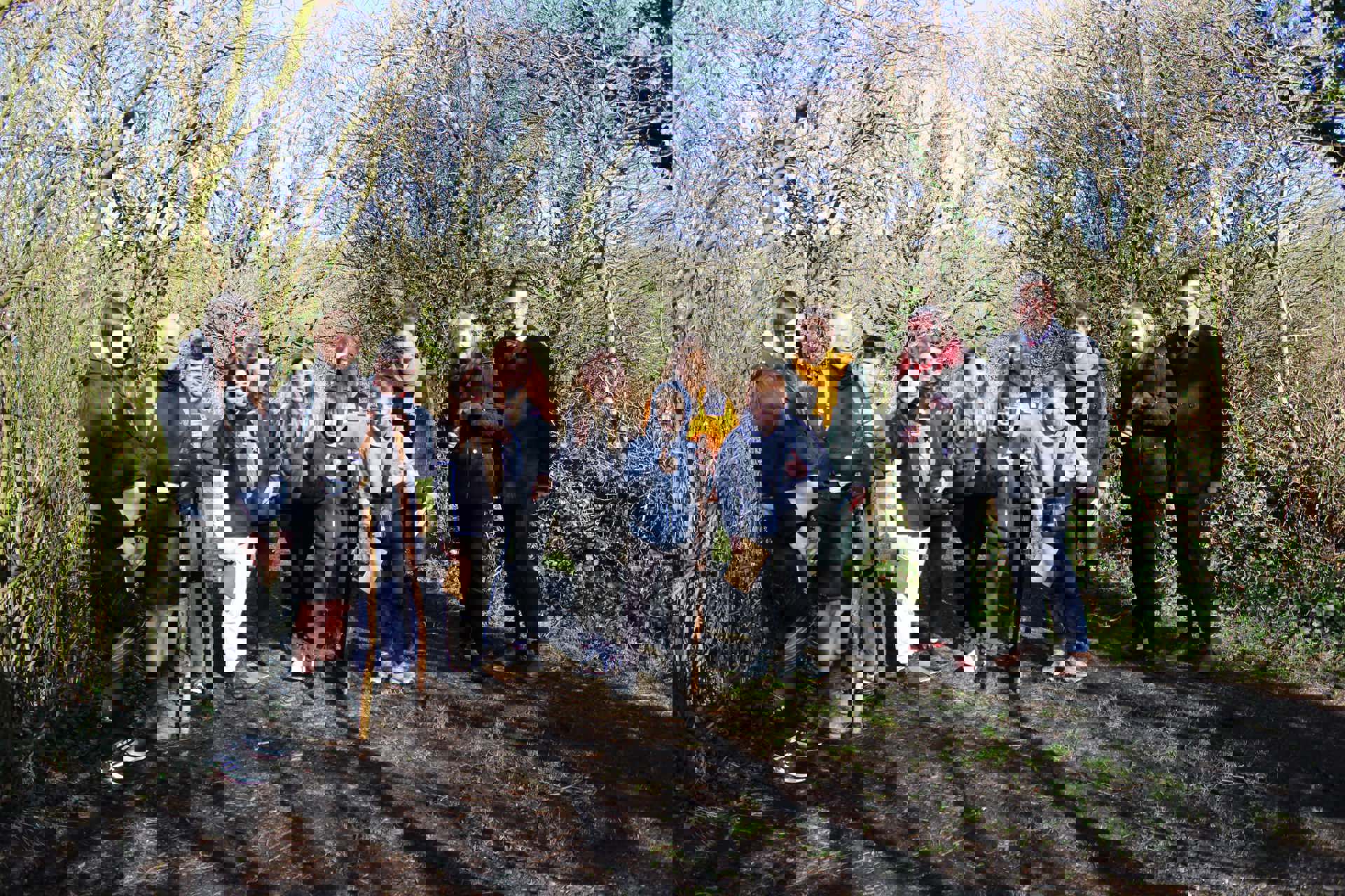 Group photo in woodland