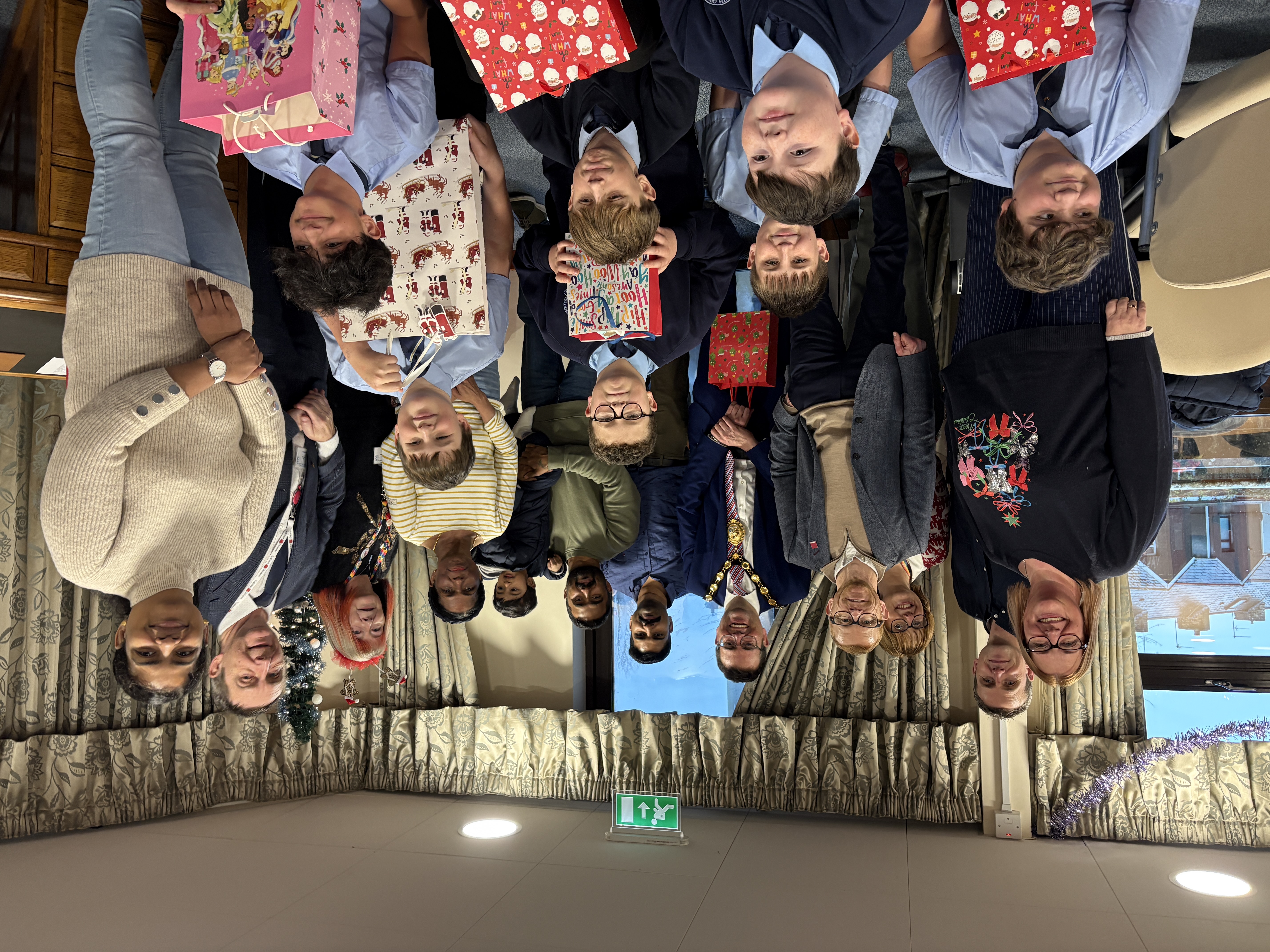 Team effort: Mayor of Bridgend County Borough, Cllr Huw David with partners from Awen Cultural Trust, Halo Leisure and Bridgend College pictured with pupils from Cynffig Comprehensive School and volunteers from Brackla Tabernacle.