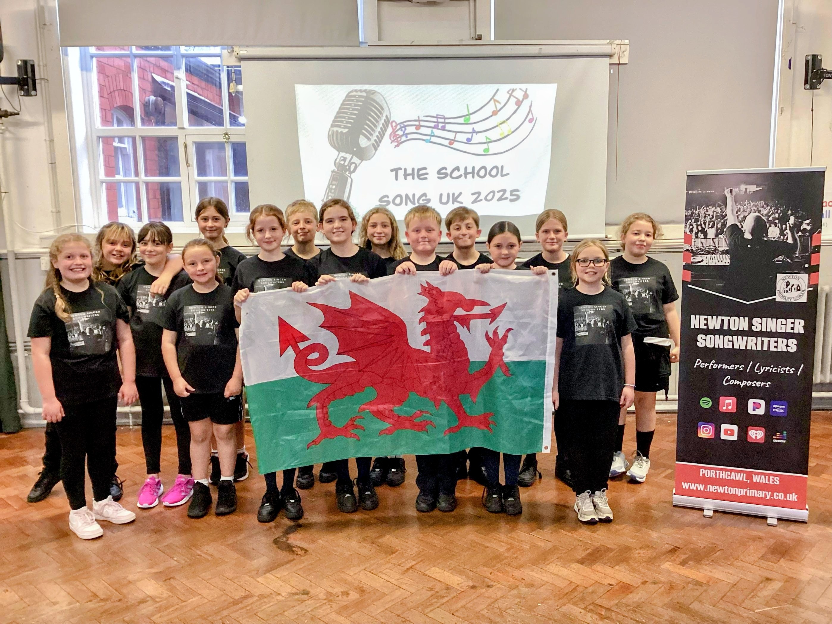 Image of Newton Primary School pupils participating in the UK Schools National Songwriting Competition