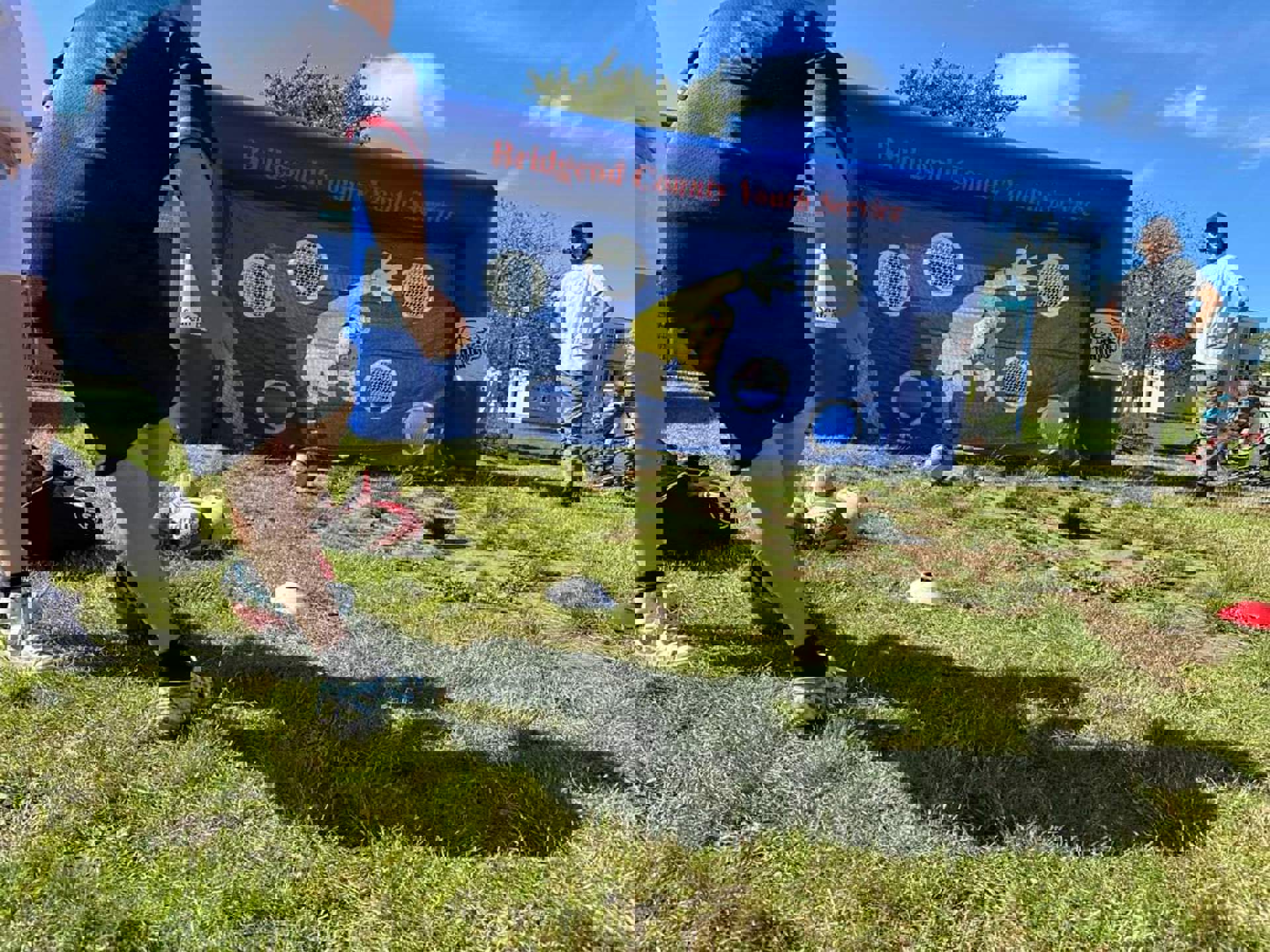A child plays football at Wildmill Community Centre
