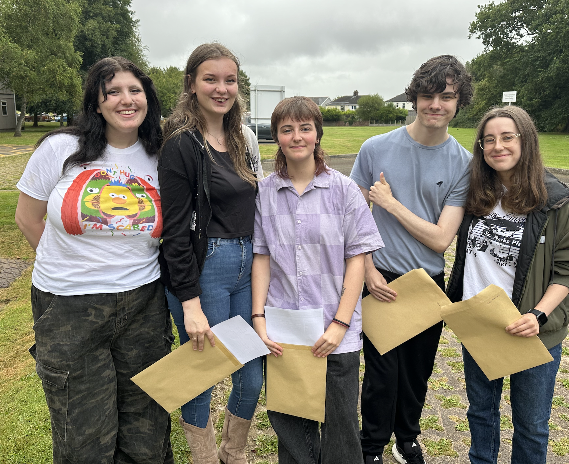 Brynteg School pupils celebrating their results.