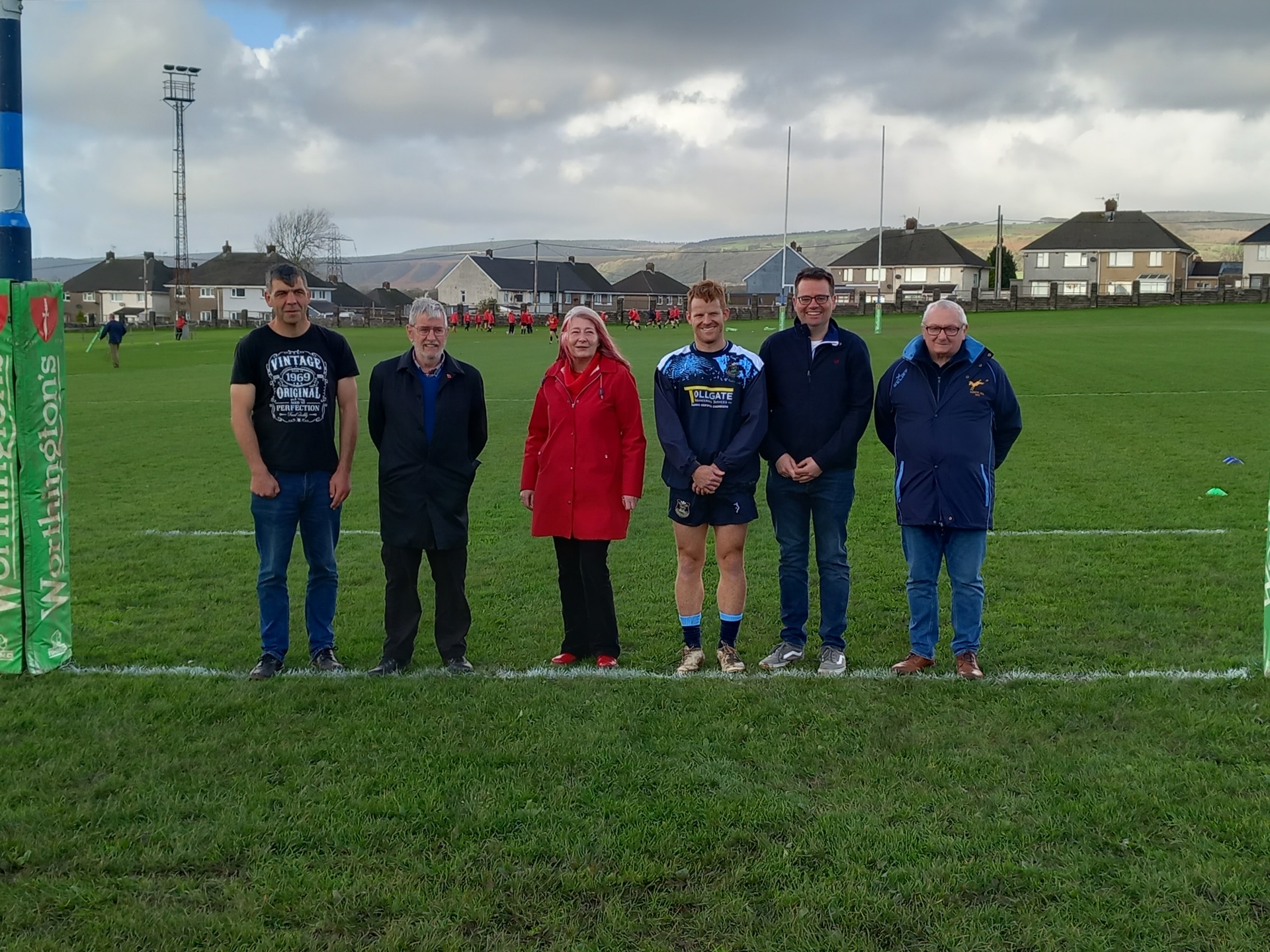 (L-R)Richard Underhill, Club Secretary, Councillor Mike Kearn, Deputy Leader, Jane Gebbie, Team Captain, Tom Brigs, Council Leader, Huw David and Club Chairman, Howard Phillips.