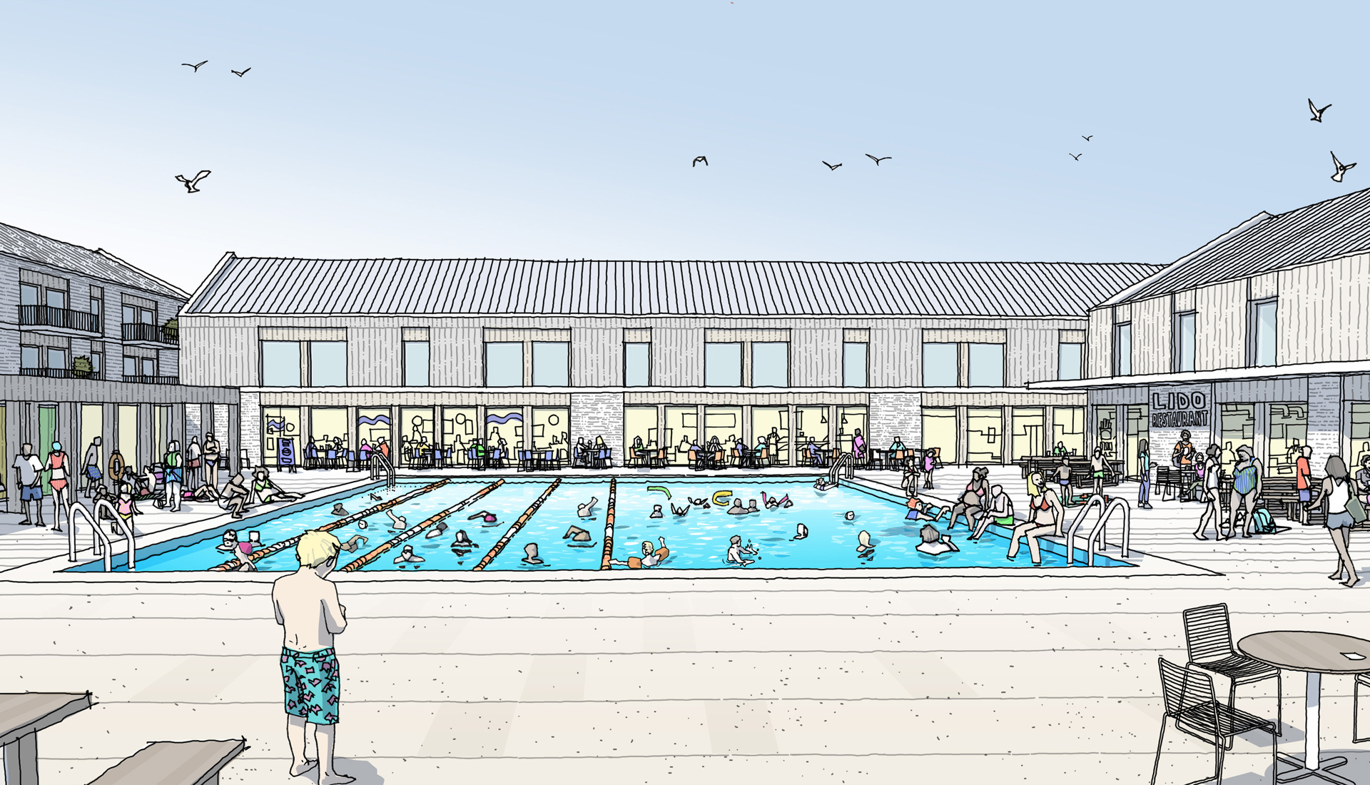 Artist impression of how new Porthcawl Lido could look at Salt Lake