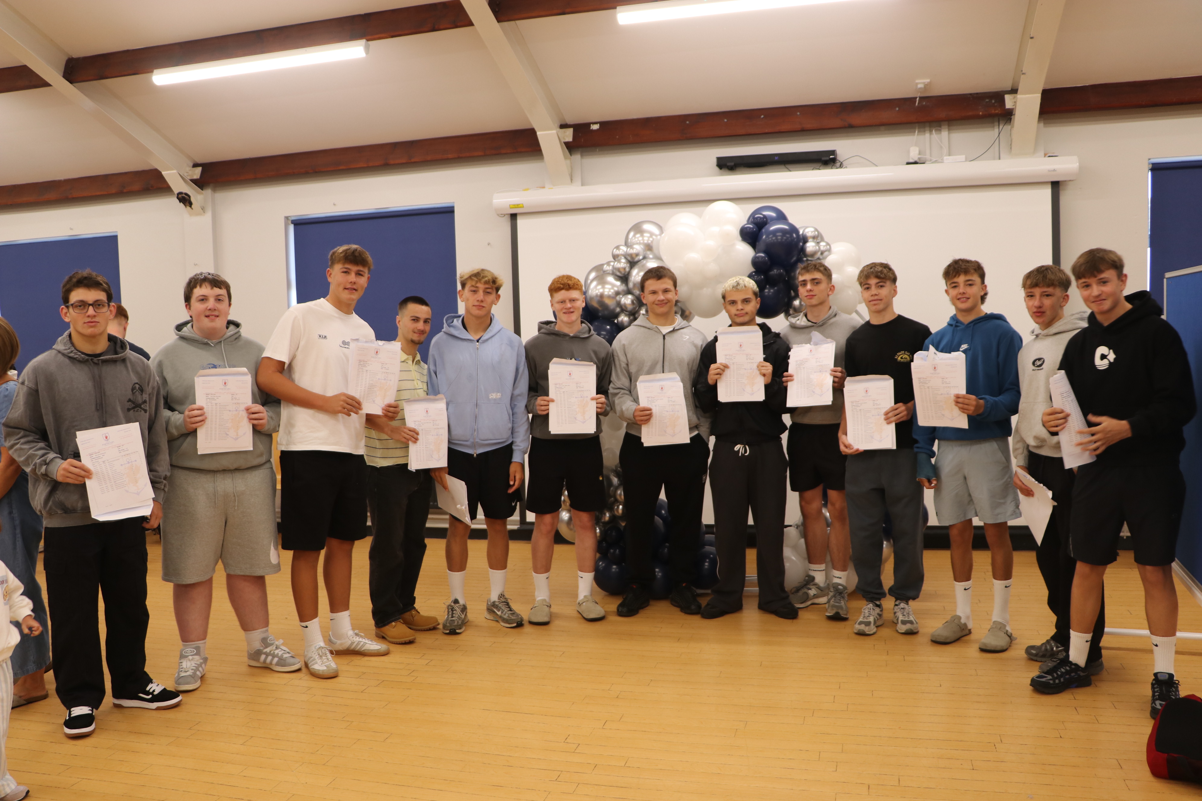 Porthcawl Comprehensive School pupils with their GCSE results