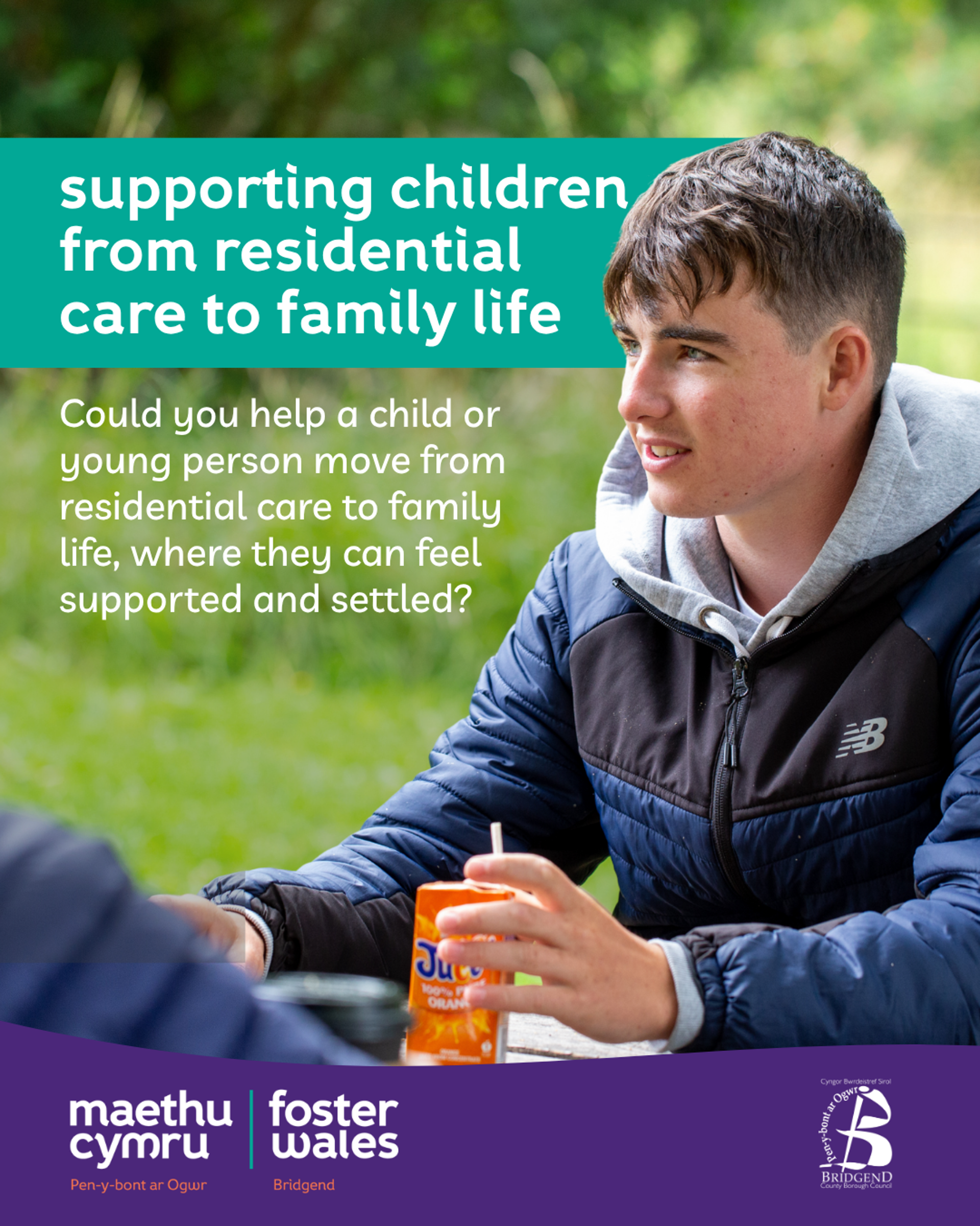 Graphic - Foster Wales 'Supporting children from residential care to family life.'