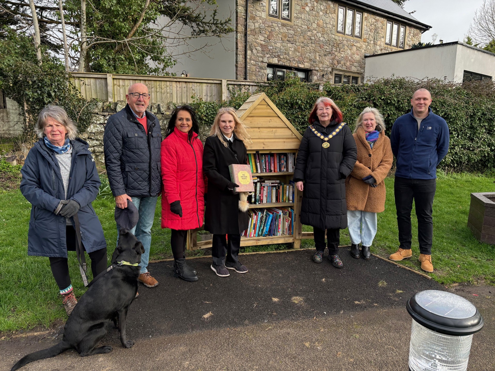 Investing in our communities: Residents from Pen-Y-Fai village, pictured with Deputy Leader Cllr Jane Gebbie, Cabinet Member Cllr Neelo Farr, Cllr Heidi Bennett, Ward Member and Community Councillor with Harris Stone at Pheasant Field.