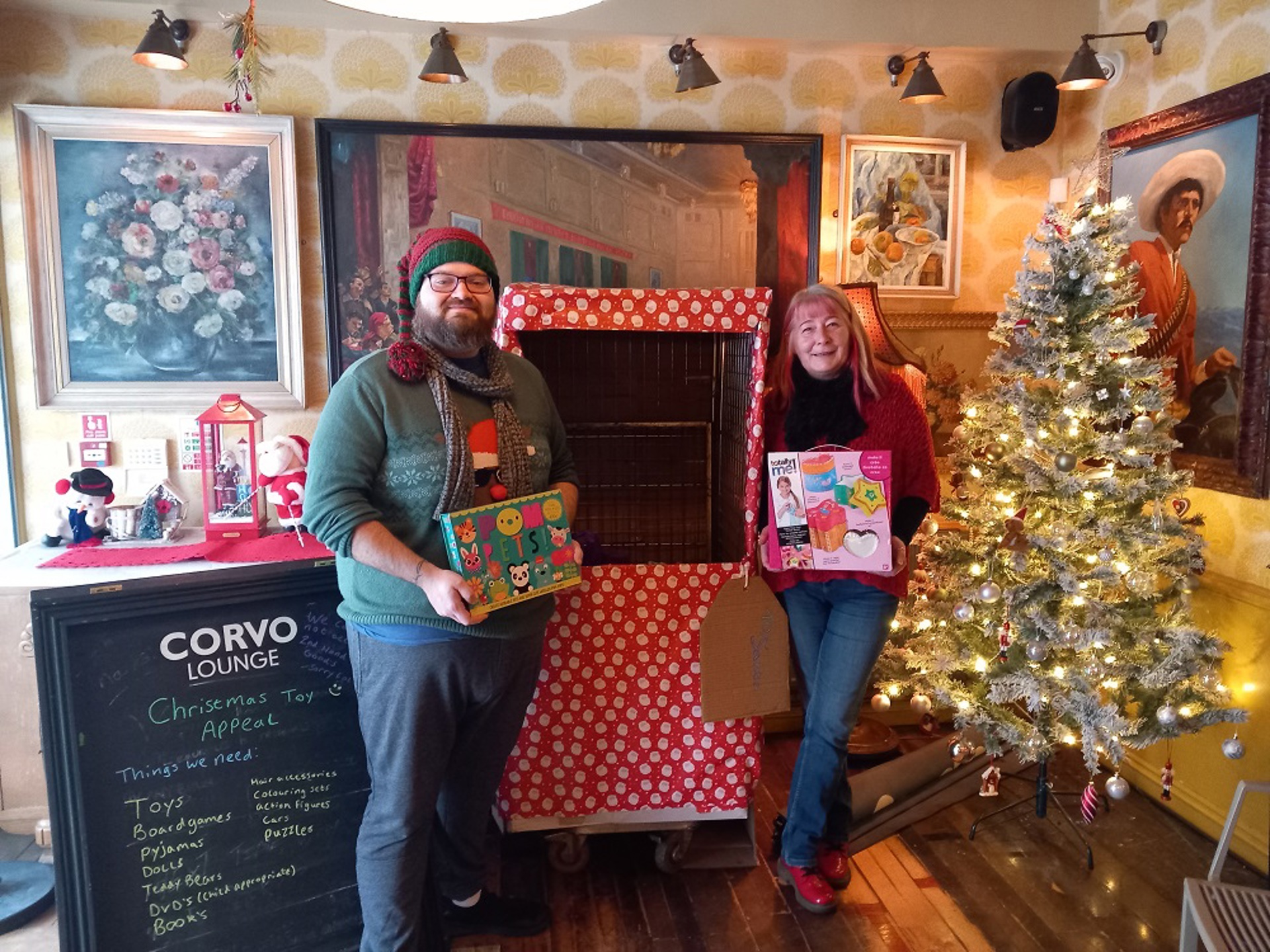 Jack Farmer, Manager of the Corvo Lounge Bridgend with Cllr Jane Gebbie.